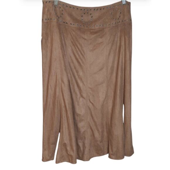 Coldwater Creek Womens Brown Suede Like Slightly Flared Midi Skirt Size M NWT - Picture 2 of 7